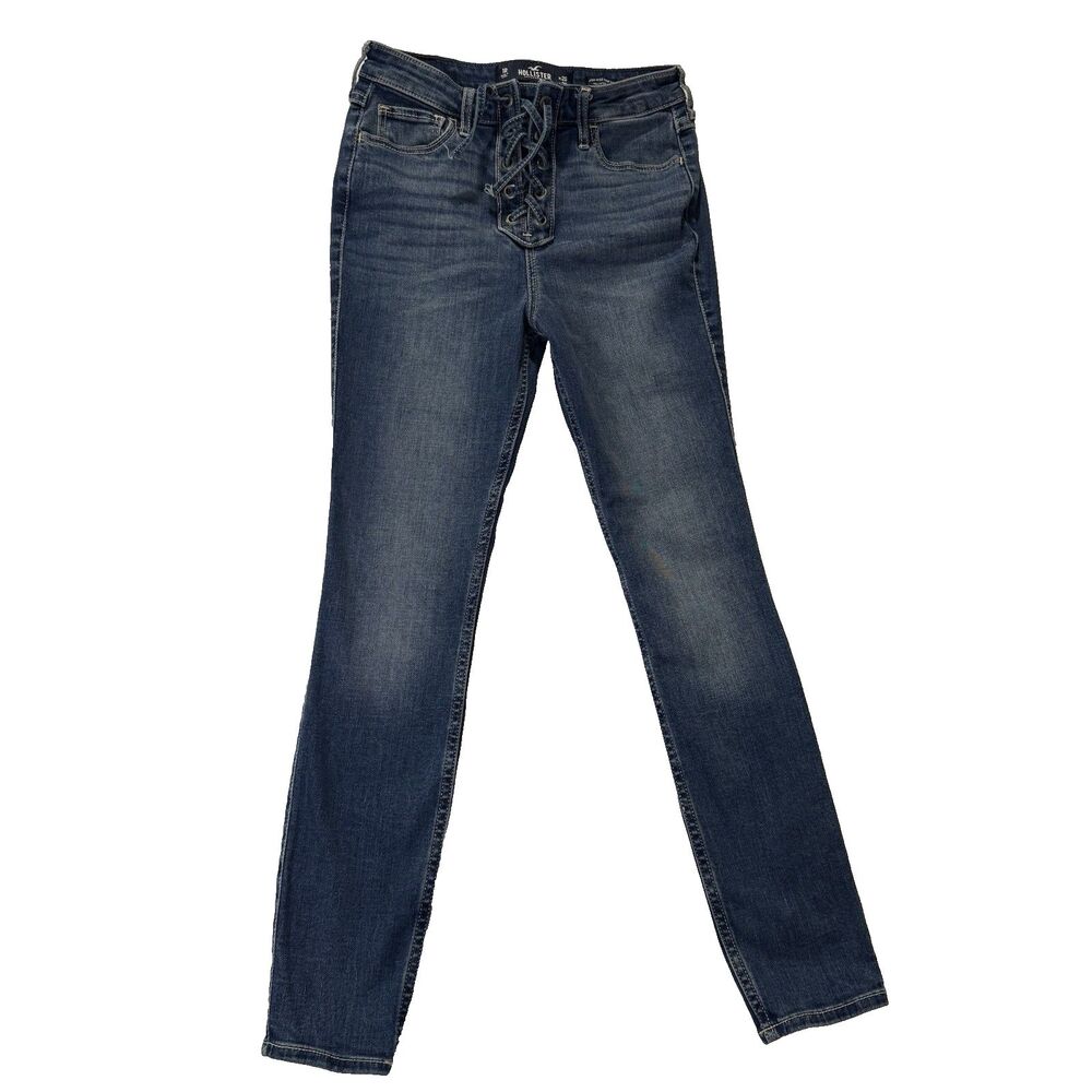 HOLLISTER Jeans Size 1R High Rise Crop Super Skinny Stretch 25Wx26L Lace Up 90s